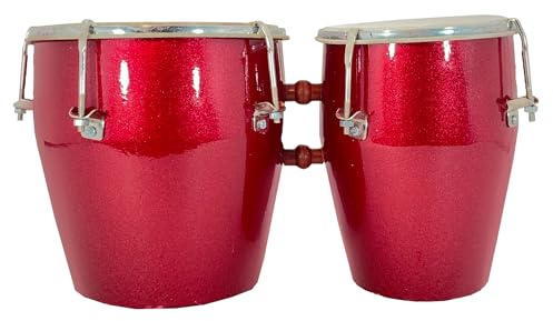 GT Manufacturers Bongo Bongo-Trommel, Metallic-Farbe, Musikinstrument, Rot