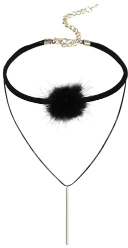 AMDXD Gothic Choker Halsband für Damen, Kugel Halskette Punk Kette Samt Spikes Rock Kragen Cosplayer, 32.7+8CM