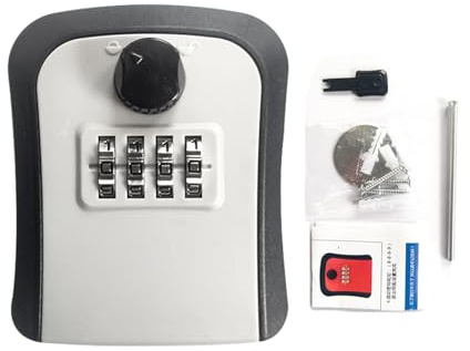 Schlüsselschloss zur Wandmontage, Safe Outdoor Safe mit 4-stelliger Zahlenkombination, sichere Schlüsselaufbewahrungsbox, robuste Schlüsselabdeckung für die Vordertür, Garage, Vermietung von A