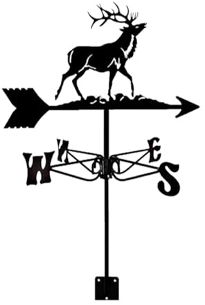 Wetterfahnen Aus Metall, 35x50cm Schwarze Wetterfahne Hirsch, Wetterhahn Fürs Dach Garten Gartenhaus, Windmühle Metall Garten Wetterfest Windrad Gartenskulptur Außen Terrassen Dekoration