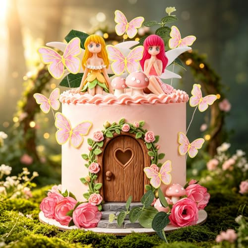 LaVenty Fairy Cake Decoration Mushroom Cake Decorations Fairy Cake Topper | Garden Fairy Cake Decoration Fairy Party Supplies Fairy Party Favors