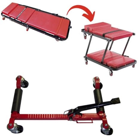 Berger & Schröter | Rangierhilfe, Radmontagehilfe für Reifenwechsel + Montagerollbrett, Rollsitz für Arbeiten am Auto, KFZ, SUV, Traktor, PKW, LKW