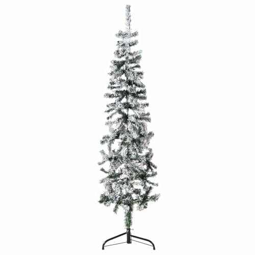 Home & Garden Furniture-Slim, albero di Natale artificiale con neve floccata, 150 cm