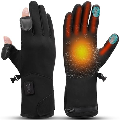 V.Step Heated Gloves for Men Women, Rechargeable USB Battery Heating Gloves | Heated Fishing Gloves,Fingerless Electric Hand Warmers for Cycling Bike Work Ski Golf Winter