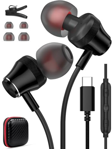 Cuffie USB C per iPad A16 11 10, auricolari cablati tipo C per Samsung Galaxy A17 S25 FE S24 S23 S22 Pixel 9 9a 8a, cancellazione del rumore HiFi stereo auricolare in-ear per iPhone 17 Pro Max Air 16e