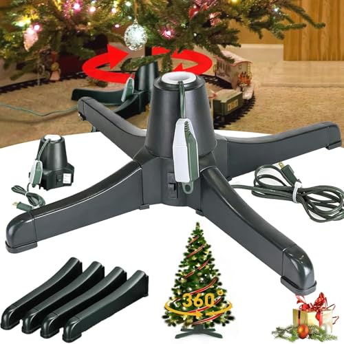 Support Rotatif à 360° pour Sapin De Noël, Support électrique Réglable pour Sapin Artificiel Pouvant Supporter des Sapins Jusqu'à 2,3 M Et 36 Kg, Socle Rotatif à 360° pour Sapin De Noël