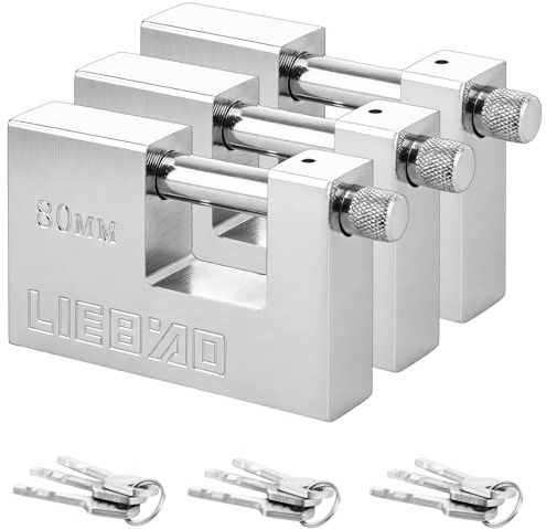 YKUKIZEE 3 Pack 75 mm Container Padlock Heavy Duty, High Security Shipping Container Padlock, Thick Shackle Container Padlocks with Keys for Outdoor Warehouse Shed Gate Garage