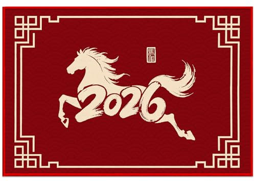 Décorations du Nouvel An chinois, tapis de décoration du Nouvel An lunaire 2026, année du cheval, décoration de festival pour extérieur et intérieur, fête, famille et amis, partagent la joie et les