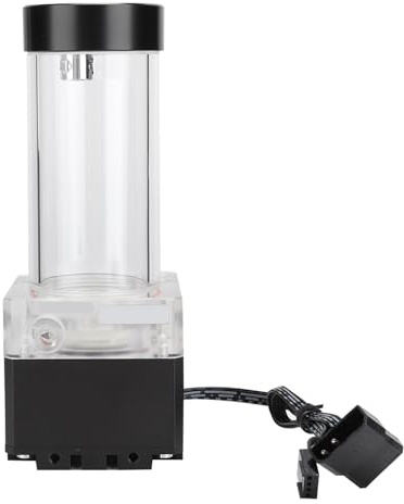 SIXRUN Computerwassergekühlte Pumpe, PUB FS6PD-17 Aluminiumanode PMMA POM Integriertes Reservoir 800 L/h Rate 4M Kopf für PC-Flüssigkeitskühlsystem, Leistungsstarke Leise Kühllösung (BLACK)
