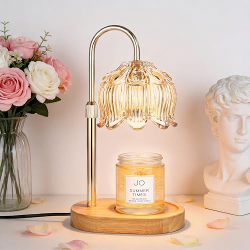Tuocal Candle Warmer Lamp with Timer Dimmable, Height Adjustable Candle Warmers with 2 Bulbs, Wax Melt Warmer for Home Bedroom Decor House Warming Gifts for Women