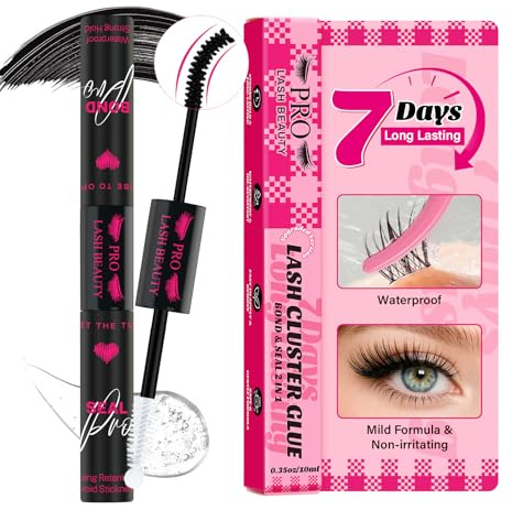 PROLASHBEAUTY Bond & Seal wasserfest Wimpernkleber Schwarz & Klar | Cluster Lash Glue Mascarastab Nachsorge Versiegelung super starker Halt 48 Stunden 5ml Bindung+ 5ml Versiegelung