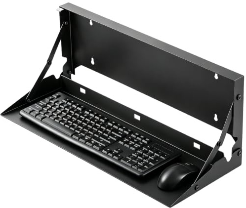 Vehiwell Flip-Down Keyboard Wall Tray, 24 Inch Typing Platform Wall Mount | Keyboard Tray Mount, Space-Saving Design, Easy to Install, Computer Keyboard Shelf for Home and Office, Black