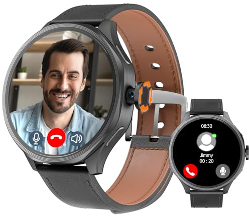 W&O Smart Watch with SIM Card Slot & 180° Rotatable Camera,1.73 HD Touchscreen Android Smart Watch,Unlocked 4G GSM Independent Dial/Answer Calls,GPS,Heart Rate Fitness Watch,800mAh,3GB RAM+32GB ROM