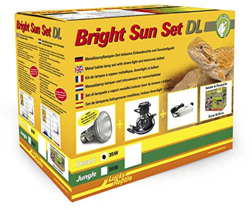 Lucky Reptile Bright Sun Set DL Desert - 35 W Metalldampflampe inklusive Einbauleuchte & Vorschaltgerät - Reptilien Lampe mit sonnenähnlichem Lichtspektrum - Terrarium Zubehör - UV-Set in weiß