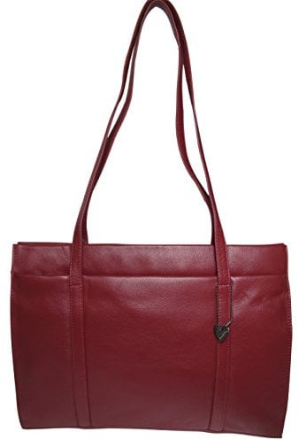 Josephine Osthoff Damen Handtasche Legat, Shopper aus 100% Echleder, handgemacht mit Laptopfach bis 13 Zoll, Henkeltasche mit Schultergurt, für Arbeit, Uni, Einkauf, mit Reißverschluss, Farbe:Bordeaux