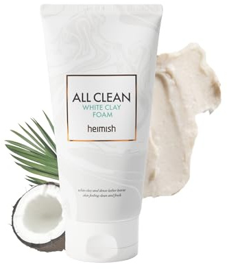HEIMISH All Clean White Clay Foam - Deep Cleansing, Pore Minimizing, Blackhead Remover, Hydrating, Daily Face Wash with White Clay, Coconut Oil, for Double Cleansing, Korean Skincare, 5.3oz/150g