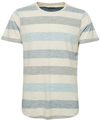 Blend BHEfkin Herren T-Shirt Kurzarm Shirt mit Streifen Rundhals-Ausschnitt Baumwollmischung Regular fit, Größe:XL, Farbe:Dusty Blue (74649)