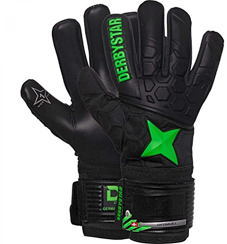 Derbystar Optimus Torwarthandschuhe Unisex, schwarz Gruen, 9.5 (L)