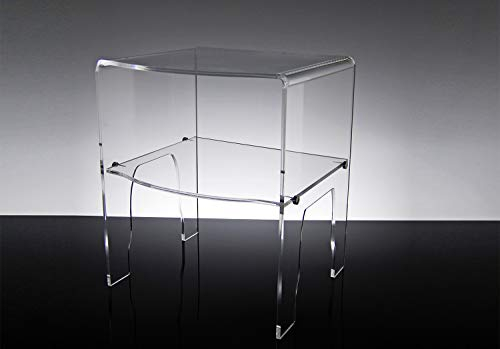 Slato Emerald Nachttisch in modernem Design mit Zwei Ebenen aus transparentem Acryl