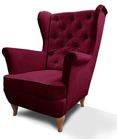MARTHOME Poltrona imbottita Caro, Sedia, Poltrone in velluto, Poltrona imbottita, soggiorno, Camera da letto. Una poltrona per allattare, Guarda la TV, Leggere. (granato)