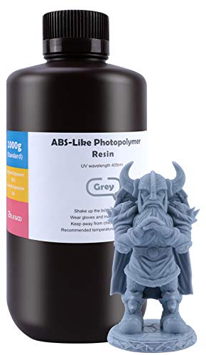 ELEGOO ABS Like 3D Printer Resin, 405nm UV-Curing LCD Resin High Precision Fast Curing Non-Brittle Standard Photopolymer Resin for LCD Printer Printing Grey 1000G
