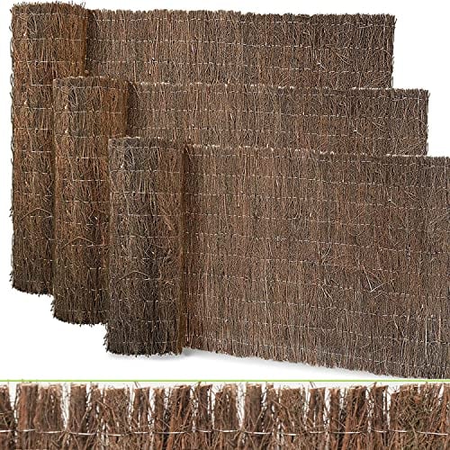Floordirekt Heidekrautmatte 100 x 300 cm - Sichtschutz, Windfang & Dekoration für Garten, Balkon & Terrasse - Naturprodukt - wetterfeste Sichtschutzmatte, Sichtschutzzaun, Weidenmatte