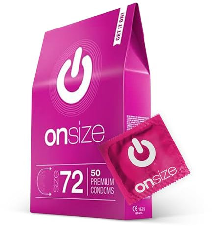 ON) ONsize Kondome I 72 mm Breite I 50 Stück Packung I Premium Hauchzart I Mit Silikon Gleitgel I Dünne 0,07 mm Wandstärke I Vegan I für Men