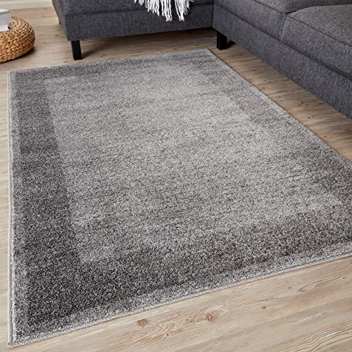 THE RUGS Ultra Soft Area Rug – Modern Luxury Fluffy Rug, Grey Plain Pattern Rugs for Living Room, Bedroom, Kids Room (60x110 cm, Grey)
