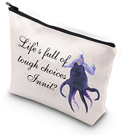 TSOTMO Make-up-Tasche mit Zitat von Bösewicht Ursula, inspiriertes Geschenk, mit Reißverschluss, Beige, Tough Choices Innit