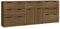 vidaXL Sideboard 3-TLG. Kommode Anrichte Schrank Beistellschrank Mehrzweckschrank Standschrank mit Schubladen Türen Braun Eiche-Optik Holzwerkstoff