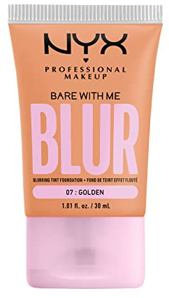 NYX Professional Makeup Weichzeichnende Foundation mit mittlerer Deckkraft und mattem Finish, Bis zu 12 Stunden Pflege und Feuchtigkeit, Mit Niacinamiden, Bare with Me, Farbe: Golden, 1 x 30 ml