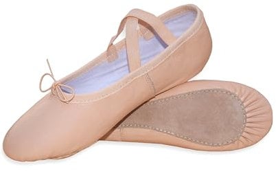 Capra Falconeri Ballet Dance Shoes - Full Flat Leather Sole Dancing Shoe Yoga Gymnastic Slippers for Girls - Kids Women & Adults Pink, 11 UK Child