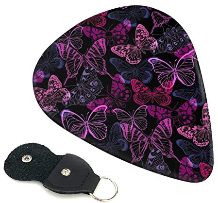 Pink Butterfly Gitarrenplektren für Akustikgitarre, E-Gitarre, Bass, Ukulele, dünn, mittel und dick, 6 Stück
