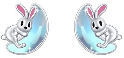 Mondstein Ohrringe, Herz Mondstein/Igel/Einhorn/Mond Stern/Pinguin/Ananas/Ohrstecker 925 Sterling Silber Regenbogen Mondstein Ohrstecker Hypoallergene Ohrringe für Damen Kinder