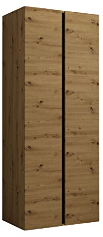 Mirjan24 Kleiderschrank Monati 74, 2-türig Schrank mit 4 Fächer, Drehtürenschrank, Garderobenschrank (Eiche Artisan/Schwarz)