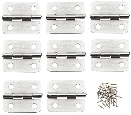 Mini Retro Hinges, OZXNO 8 PCS Rectangle Antique Silver Jewelry Box Hinges with Screws for Gift Case Dollhouse Cabinet DIY Model - 18 x 16 mm