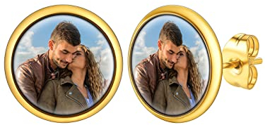 Supcare Ohrringe Damen Rund-Form mit Foto Männer Witzig Ohrstecker Edelstahl Ohrschmuck Boho Sommer Liebeskind Modeschmuck Ohrringe Rund-Gold