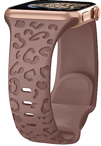 Towsnails Compatible con correas de Apple Watch Series de 38 mm, 40 mm, 41 mm, 42 mm, 44 mm, 45 mm, correa de silicona suave con estampado de leopardo para iWatch Series 10/9/8/7/6/5/4/3/2/1/SE/Series