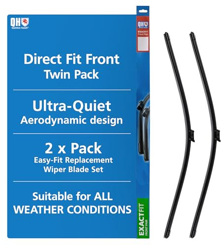 Quinton Hazell Front Window Wiper Blade Set | 26 inch & 14 Inches / 660 & 356 mm | Push Button | Driver and Passenger Side Car Windscreen Wipers