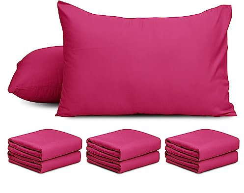 AMEHA 6 Pack Pillowcases Pink (Pillows Not Included)– Super Soft Brushed Microfiber Standard Size Pillow Cases | Hotel Quality Pillow Covers, (50 X 75 cm)