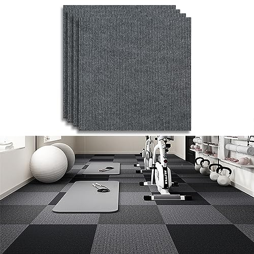 MENAYODA Teppichfliesen Selbstklebend, 30x30cm Filzfliese Strapazierfähiger Teppich Bodenbelag, Nadelfilz Bodenbelag für Büro, Schlafzimmer, Wohnzimmer (0.36m², Dunkelgrau)