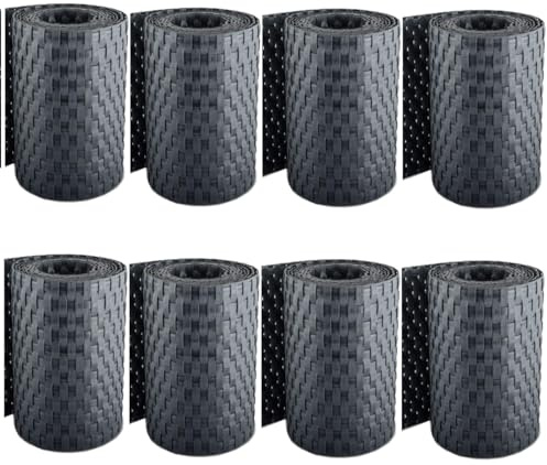 Sellon24® Rattan Sichtschutz-Streifen Rattanoptik Sichtschutz für Stabmattenzaun Flechtoptik 255 x 19 cm (RD03_anthrazit_8 Stück)