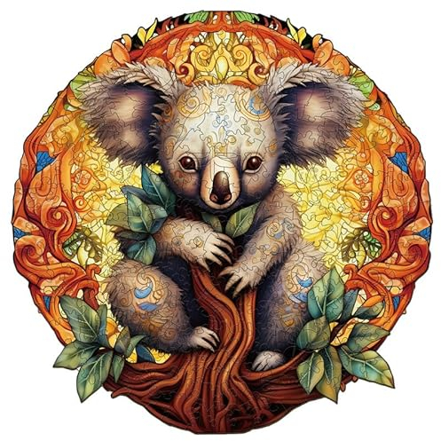 PRSTENLY Holzpuzzle für Erwachsene, Mandala Koala Tierpuzzle Einzigartige Holz Puzzle für Erwachsene, Holzpuzzle für Weihnachten mit Hölzerner Geschenkbox 200 Stücke 30 * 29.8cm