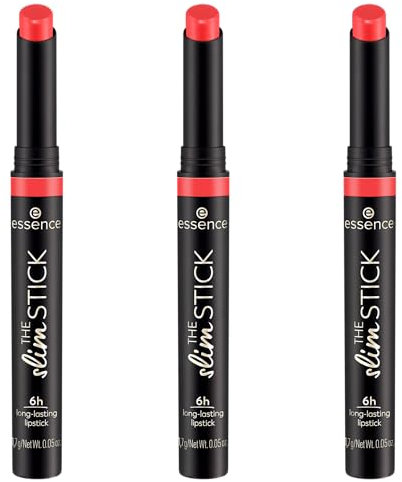essence THE slim STICK, Lippenstift, Nr. 108, Orange, langanhaltend, pflegend, Expressergebnis, farbintensiv, matt, vegan, ohne Parfüm, ohne Alkohol, ohne Parabene, 3er Pack (3x1.7g)