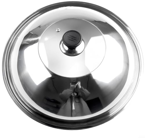 Sleek Stainless Steel Tripod Wok Cover, Vegetable Lid Protects from Hot Oil, Helps Maintain Steam Easy to Lift (36CM)