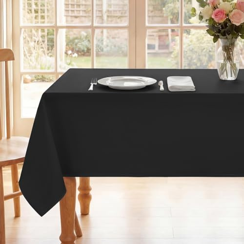 Romanstile Tischdecke 300 x 150 groß schwarz abwaschbar,wasserabweisend,schmutzabweisend Tischtuch Table Cloth Tischwäsche für Outdoor,Geburtstag,Party,Draußen,Hochzeiten,Fest,Frühling,Sommer,Ostern