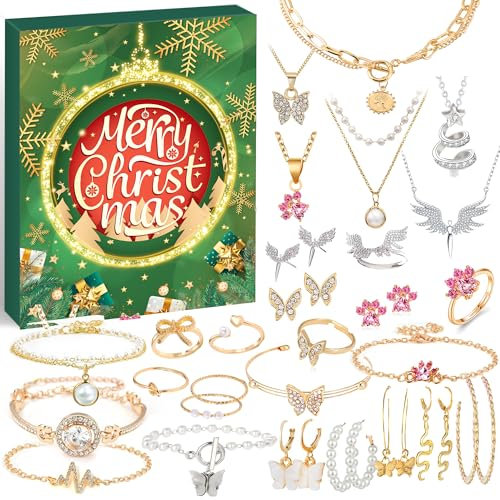 Adventskalender Schmuck Adventskalender Teenager Mädchen 2024 Adventskalender Frauen Weihnachtskalender Frauen 24 Schmucke