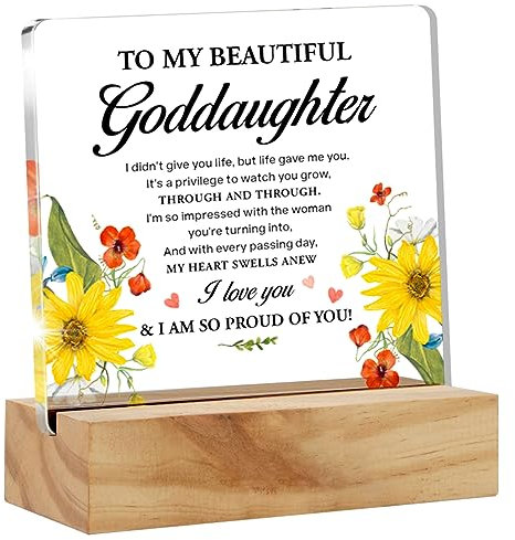 kisoyo Klares Acrylschild mit Holzständer, Tischschild, Dekoration, 10,2 x 10,2 cm