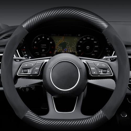 vvvyfx lenkradbezug für Audi A3 Sportback 4 (IV) 8Y S-Line I 2020-2024, lenkradbezug Leder,Auto lenkradbezug,Anti-rutsch Atmungsaktives Lenkradbezug,Atmungsaktiv Auto Lenkrad Schutzhülle