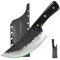 FULLHI Multi-color Holzgriff Full Tang Heavy Meat Cleaver mit Scheide, High Carbon Steel Chef Fleisch Schneiden Küchenmesser für Outdoor-Kochen, Camping BBQ (Schwarz, 6.85inch)